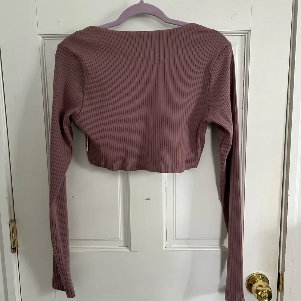 adidas Women's Studio Lounge Ribbed Cropped Long-Sleeve - Picture 2 of 7